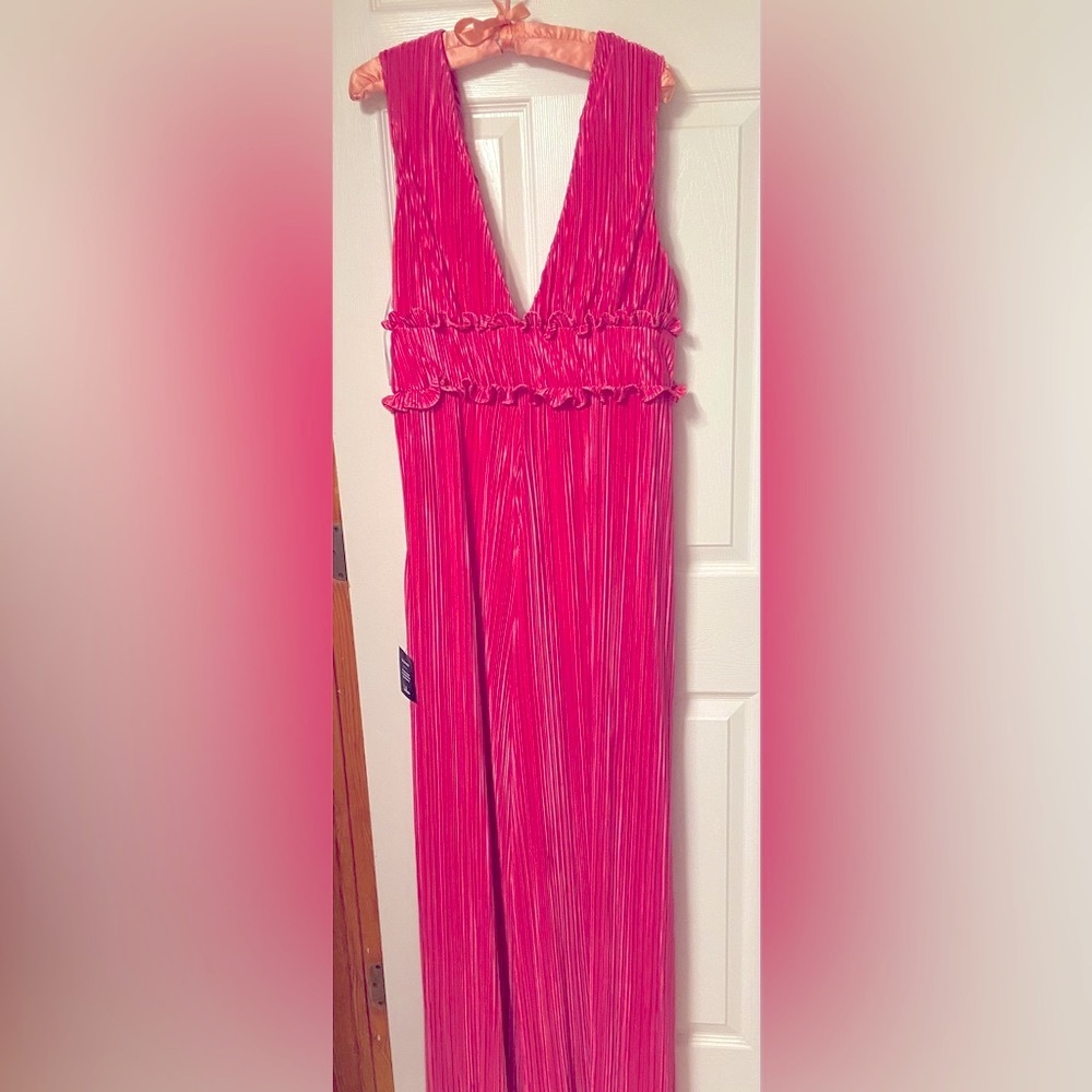 Lulus Pink Pleated Maxi Romper Dress (XL, NWT) - Picture 12 of 13